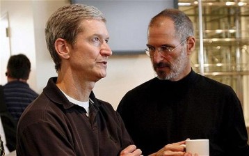 Tim cook (CEO), al lado del gran Steve Jobs, fallecido en 2011.